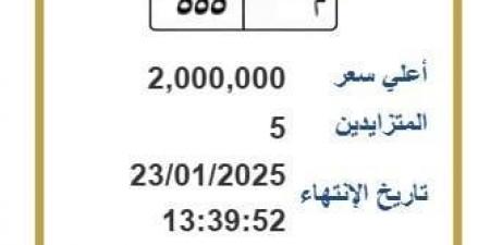 م ـ 555.. فرصة أخيرة تطرحها «المرور» على لوحة سيارة بـ 2 مليون