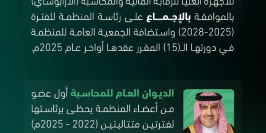 المملكة رئيسًا للمنظمة العربية للأجهزة العليا للرقابة المالية والمحاسبة "الأرابوساي" للفترة ( 2025 - 2028 )