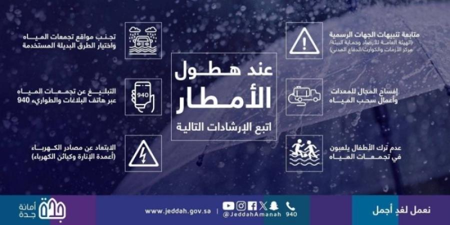 أمانة جدة توجه 6 نصائح مهمة عند هطول الأمطار