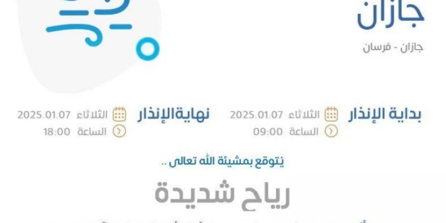 الأرصاد:رياح شديدة وارتفاع للأمواج قبالة سواحل مدينة جيزان وجزر فرسان