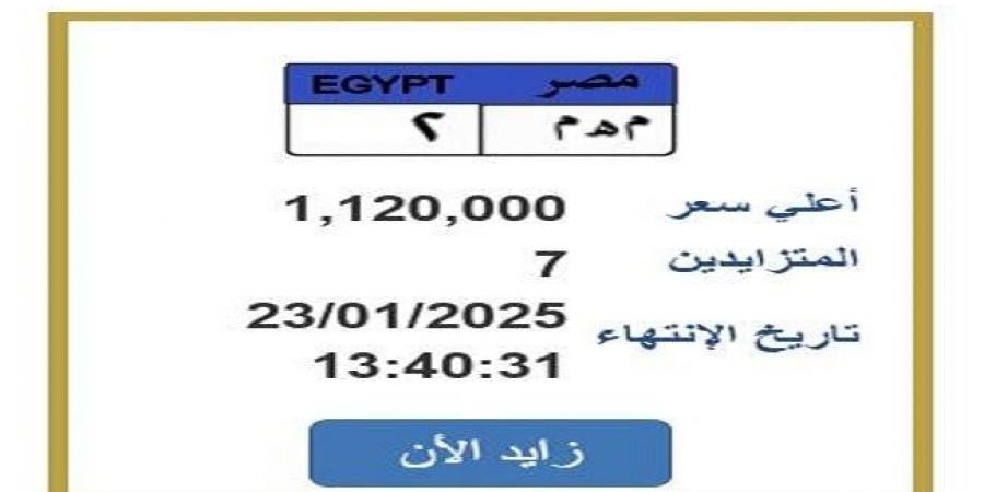 وصل سعرها لـ مليون و120 ألف جنيه.. التزايد يشتعل على لوحة سيارة مميزة «تفاصيل»