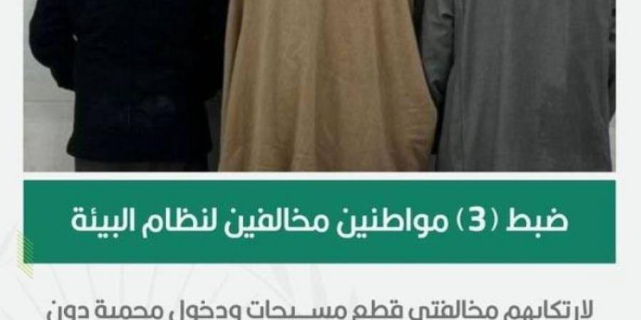 الأمن البيئي يضبط (3) مواطنين مخالفين لنظام البيئة